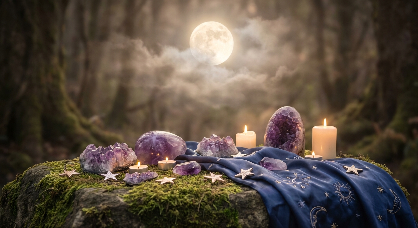 Image spirituelle pour Célébrer la Pleine Lune : Libérer vos Énergies et Manifester le Renouveau