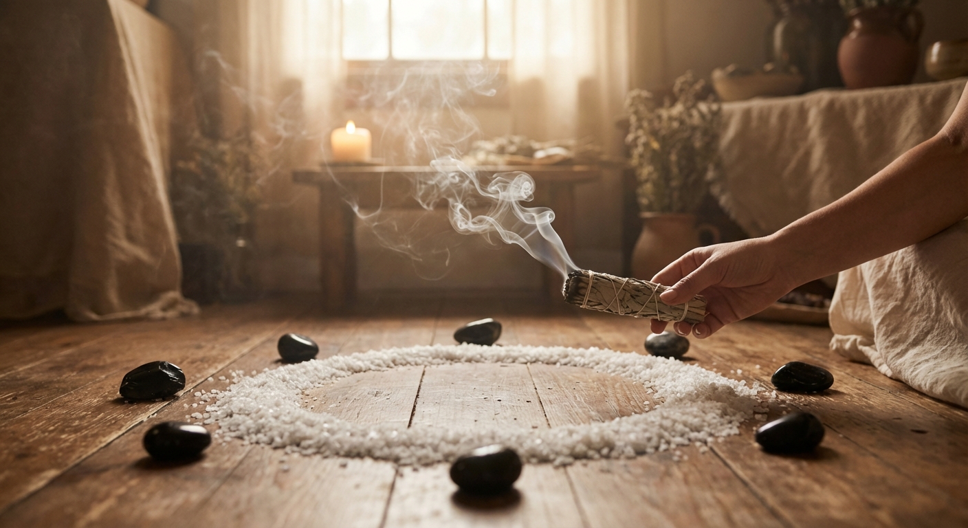 Image spirituelle pour Barrières de Sel: Rituel Ancestral pour Protéger Votre Foyer
