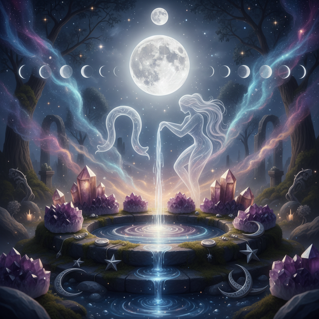 Image spirituelle pour Vivre les énergies du signe du verseau au fil des lunes