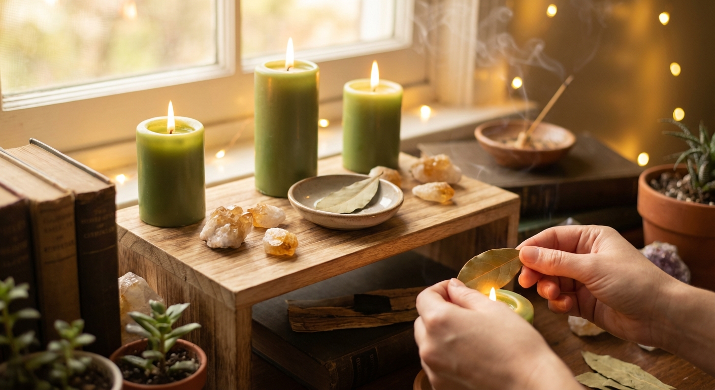 Image spirituelle pour Attirer l'Argent et le Succès avec le Rituel de la Feuille de Laurier