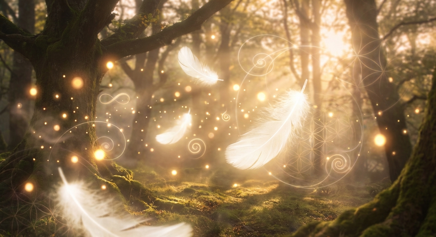 Image spirituelle pour Plume Blanche : Décrypter le Message Angélique Derrière sa Présence